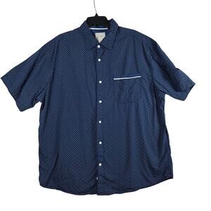 Genuine Goods Button Up Shirt Men’s 2X Navy Blue Dot Print Short Sleeve Casual